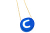 Delicate chain with blue clay initial pendant