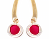 Persian Coin Earrings with mesh body and red resin circle at base