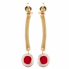 Persian Coin Earrings with mesh body and red resin circle at base