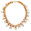 Think cuban link chain with clear teardrop shape Swarovski stones