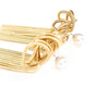 Gold Fringe Earrings Pearl Backs