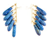 Gold Metal Lapis Azuli Stone Statement Earrings