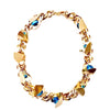 Gold chain with turquoise Swarovski stones and triangle cutout details