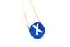 Delicate chain with blue clay initial pendant