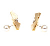Gold Earrings hollow triangles in zigzag shape with Swarovski stones pearl backs