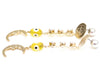 Gold earrings with persian coins white stones evil eye and crescent moon