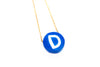 Delicate chain with blue clay initial pendant