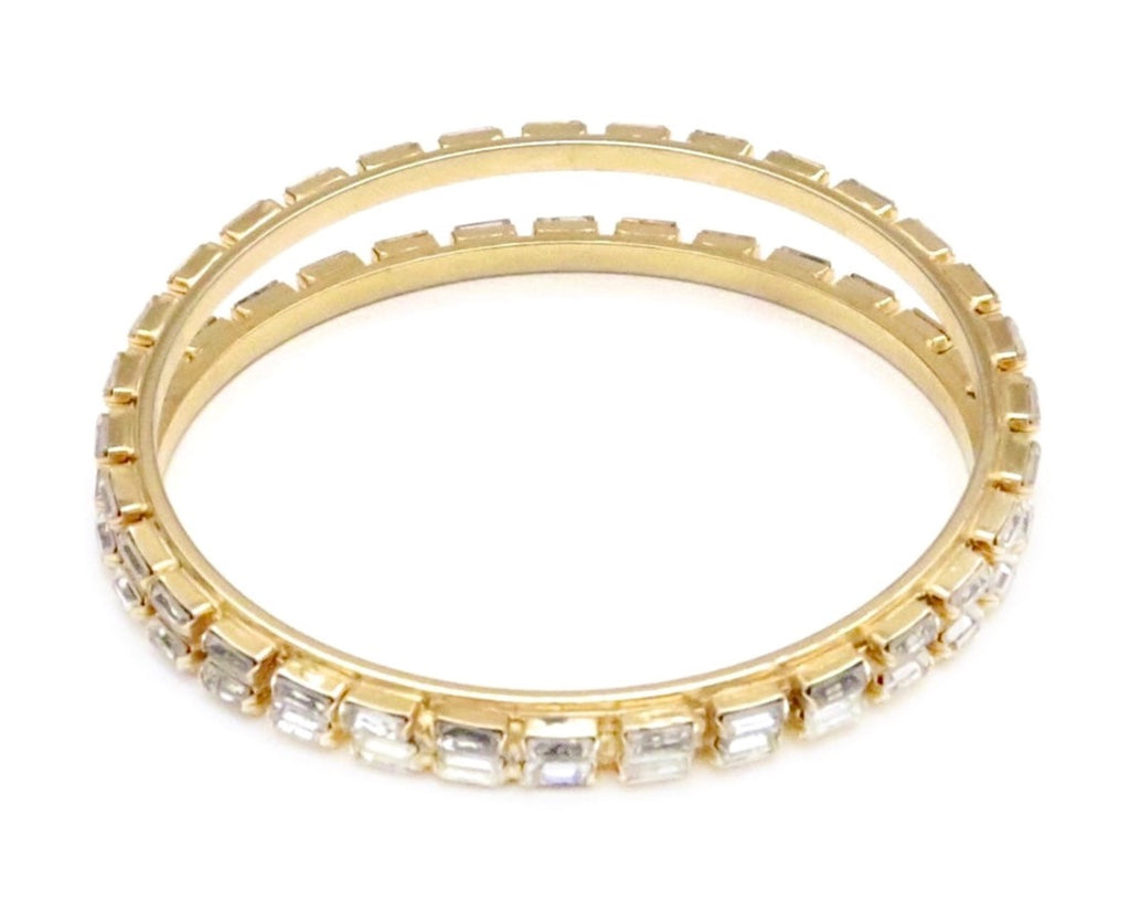 Gold metal Double stack Swarovski encrusted bangle