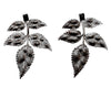 Textured Leaf Metal Earrings with Swarovski Stone