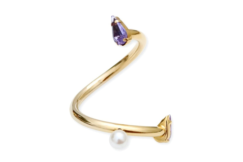 Delicate Swarovski stone earrings dangle with reversible pearl back