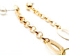 Gold link dangle earrings with oval decal and turquoise stone