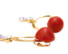 clip on maroon stone with herringbone circle decal and Swarovski stones dangling earrings