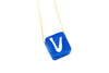 Delicate chain with blue clay initial pendant