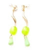 green stones and gold metal swirl earrings Swarovski stone