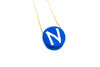 Delicate chain with blue clay initial pendant