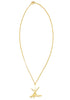 Gold criss cross stick pendant necklace
