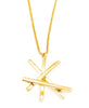 Gold criss cross stick pendant necklace