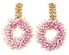 cluster of pearls in wreath shape dangling from Swarovski stones