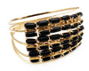 Black Stacked Beaded bangle with gold metal