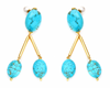 Gold and Turquoise stone earrings with pearl backs