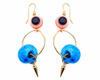 evil eye earrings with natural blue stone and dagger pendant