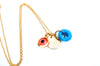 dainty necklace with evil eye, Persian coin and natural blue stone