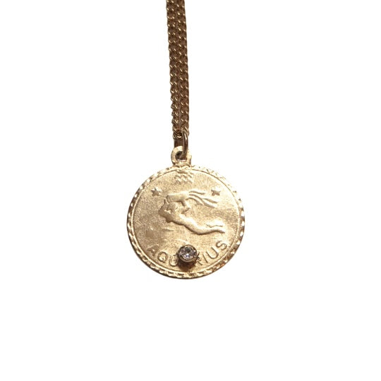 gold aquarius pendant necklace