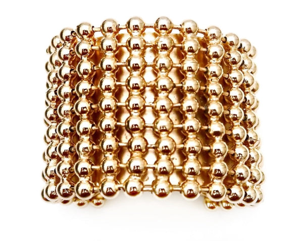 Stiff Metal Cuff with Gold Bead accents