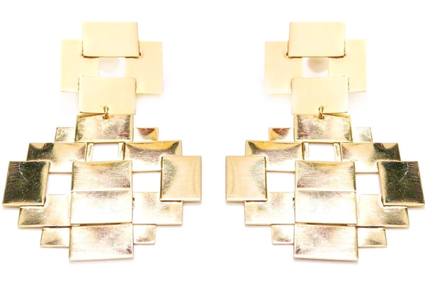 multi layered square earrings reversible and lightweight