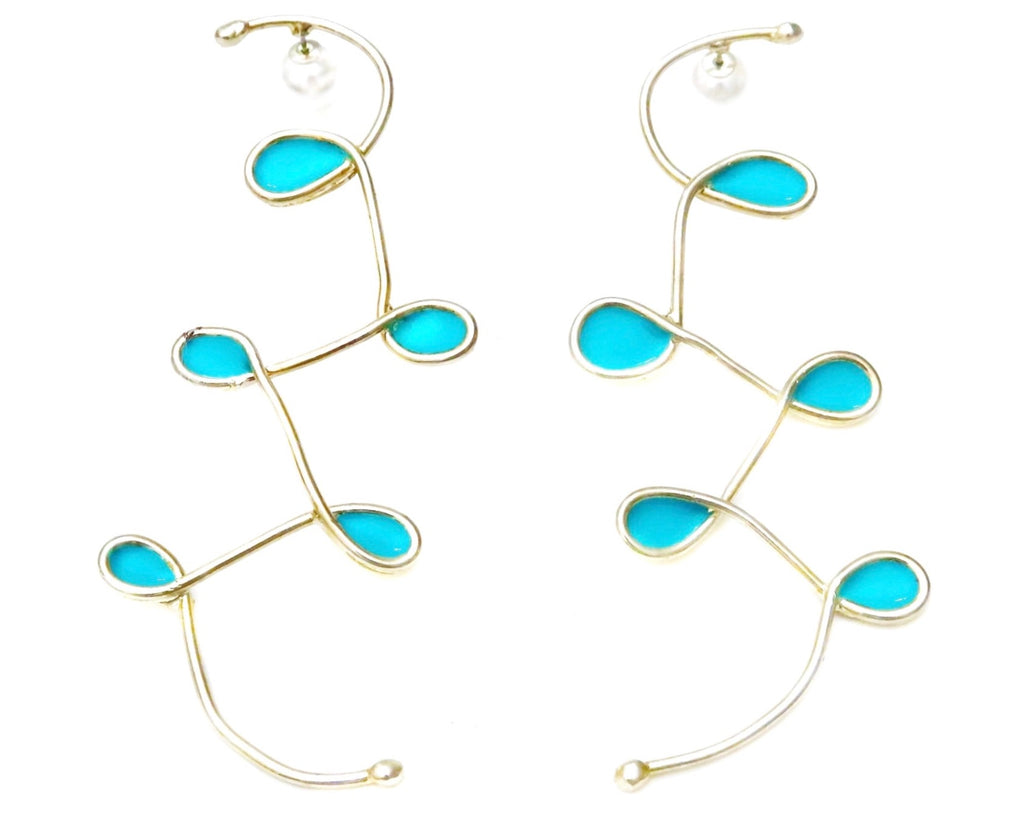doodle turquoise swirl reversible earrings