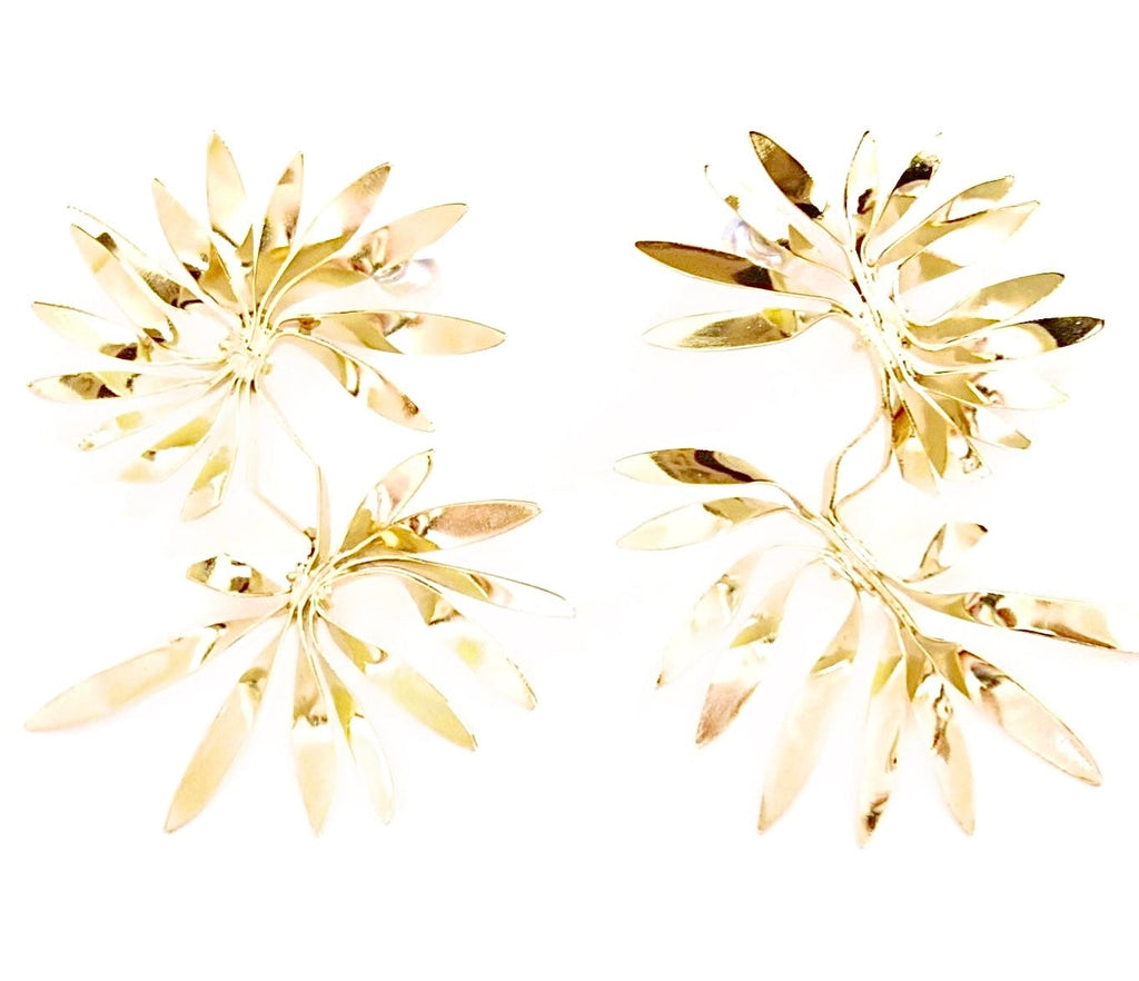 Handmade gold flower earrings