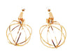 Hollow Globe shaped earrings with Swarovski stone at top