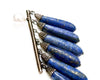 Gold Metal Lapis Azuli Stone Statement Earrings 