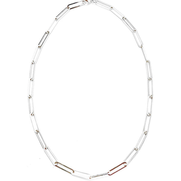 Silver metal paper click chain necklace