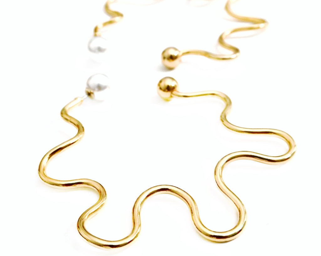 Reversible Squiggly Hoops with Pearl Backs