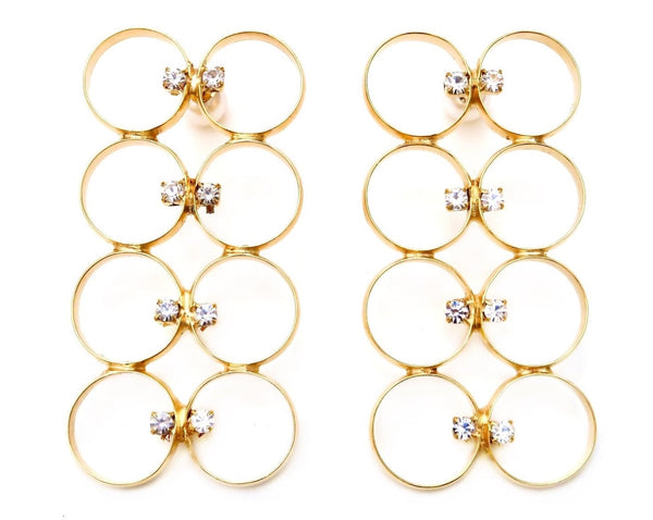 Reversible Repetitive circle drop earrings with Swarovski stone details