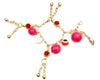 red charm bracelet with evil eye bead, bell jingles