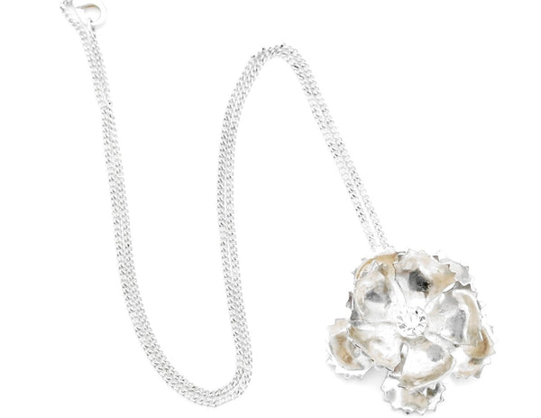 handmade flower pendant necklace with Swarovski stone