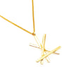 Gold criss cross stick pendant necklace