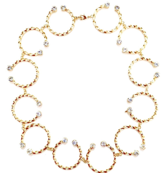 horshoe shaped necklace with Swarovski stones