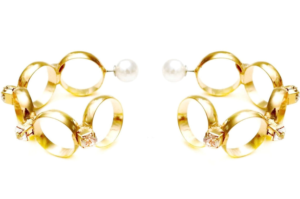 Repetitive Circle Hoops with Swarovski detail and reversible pearl backs
