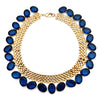 Thick gold chain with large blue Swarovski stones