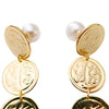 Persian coin dangling earrings with reversible pearl back