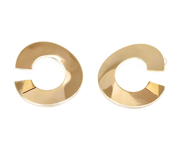 Reversible C shape metal earrings