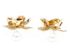 Gold Metal Flower Stud Earrings with Swarovski stone Pearl Backs