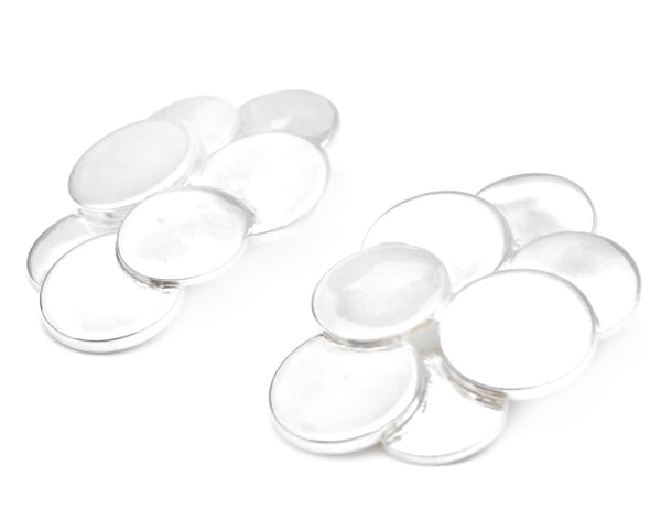 Silver Receptive Circle Earrings Pearl Backs