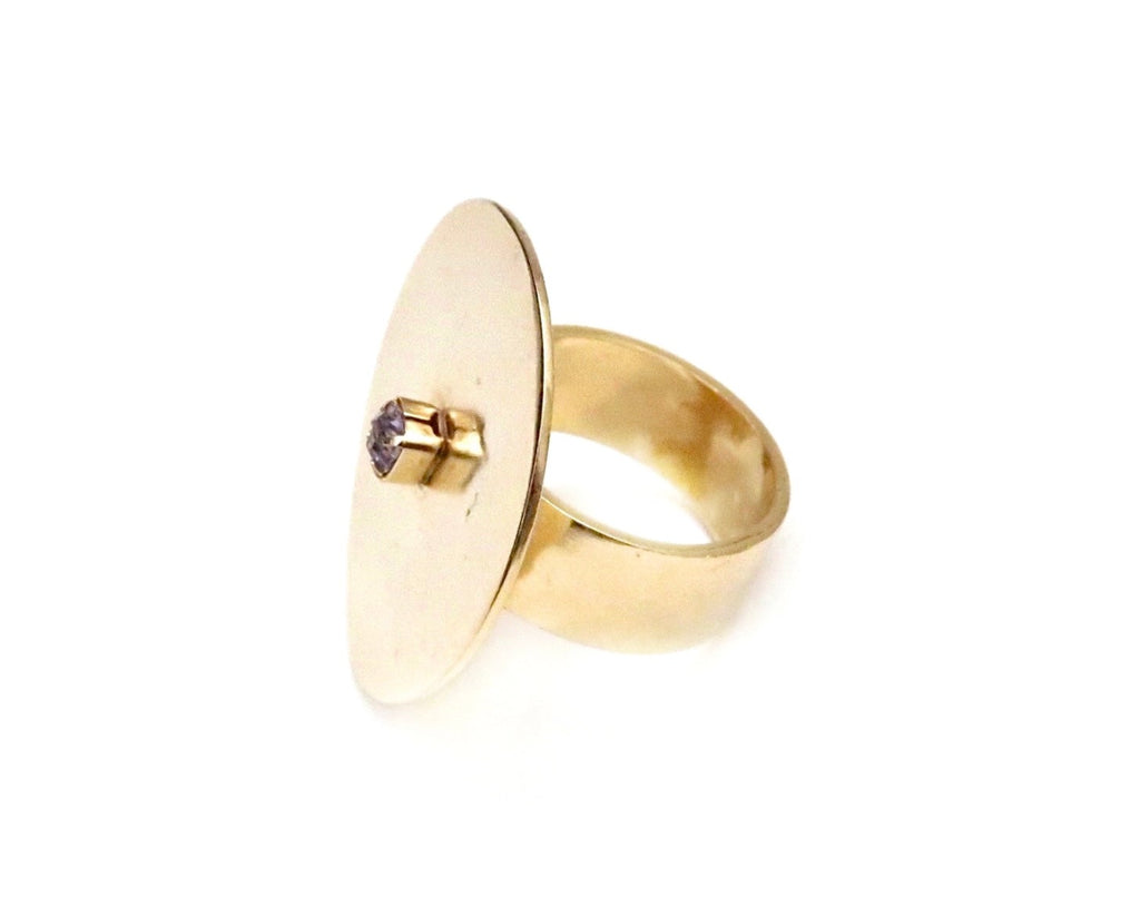 Gold Metal Sphere ring with Swarovski stone