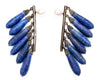 Gold Metal Lapis Azuli Stone Statement Earrings 