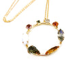 circle pendant necklace with colorful Swarovski stones