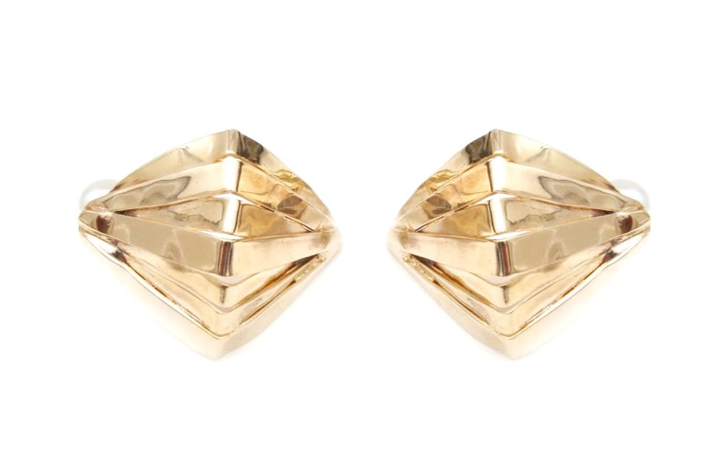 Reversible Gold metal protruding triangle shape earrings